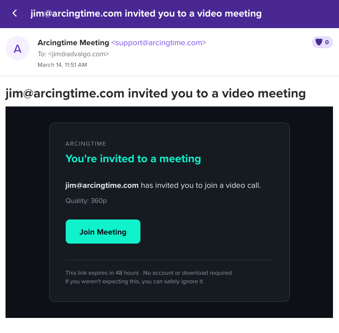 Email invite