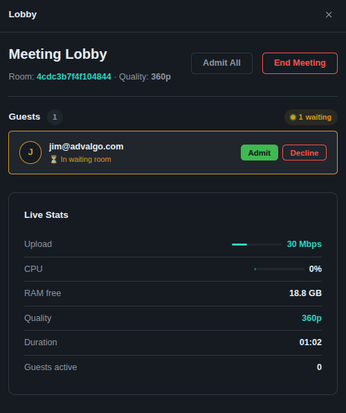 Meeting Lobby panel